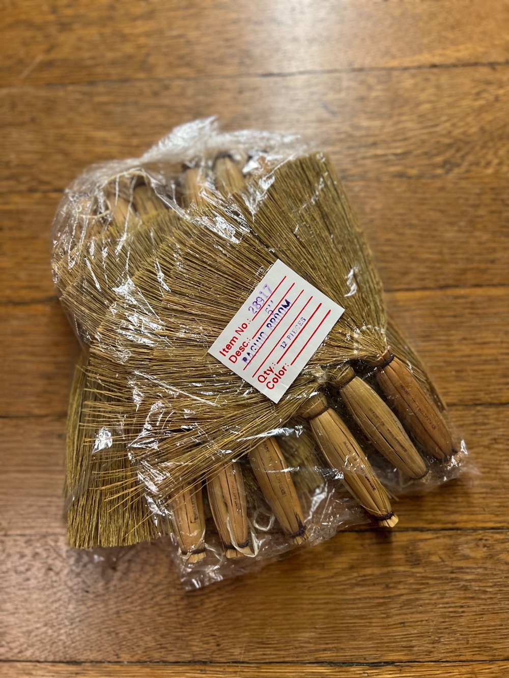 Natural Palm Fiber Hand Brooms - Set of Small Brushes -  Baguio Broom 12 ct